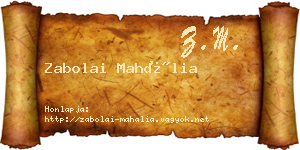 Zabolai Mahália névjegykártya